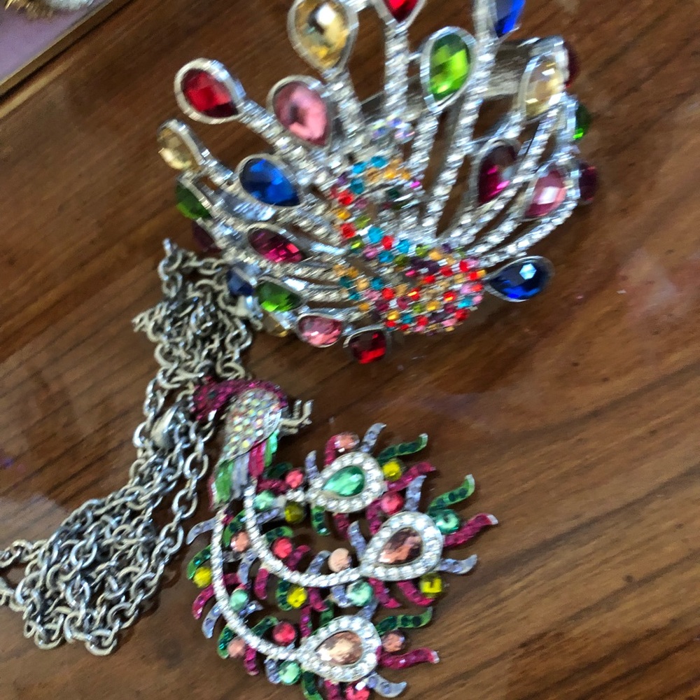 Peacock Set. Necklace and bracelet
